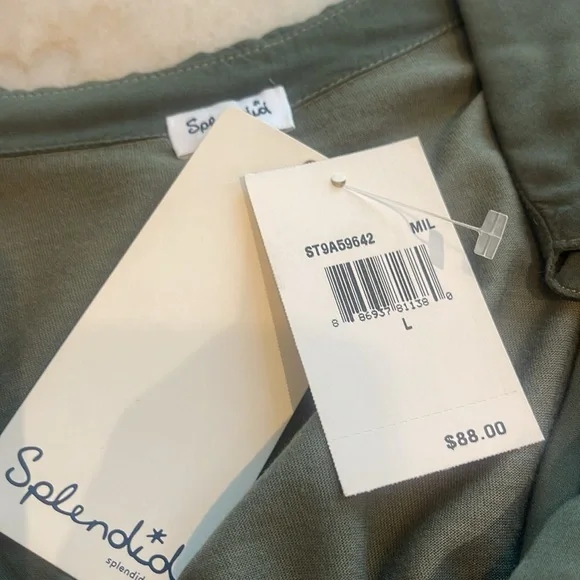 SOLD!!!!! NWT SPLENDID KHAKI MODAL AND COTTON BLEND COLLARED L/S SHIRT. L - Picture 9 of 9